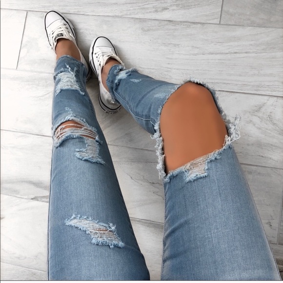 SEASIDE light blue destroyed jeans - Picture 1 of 7